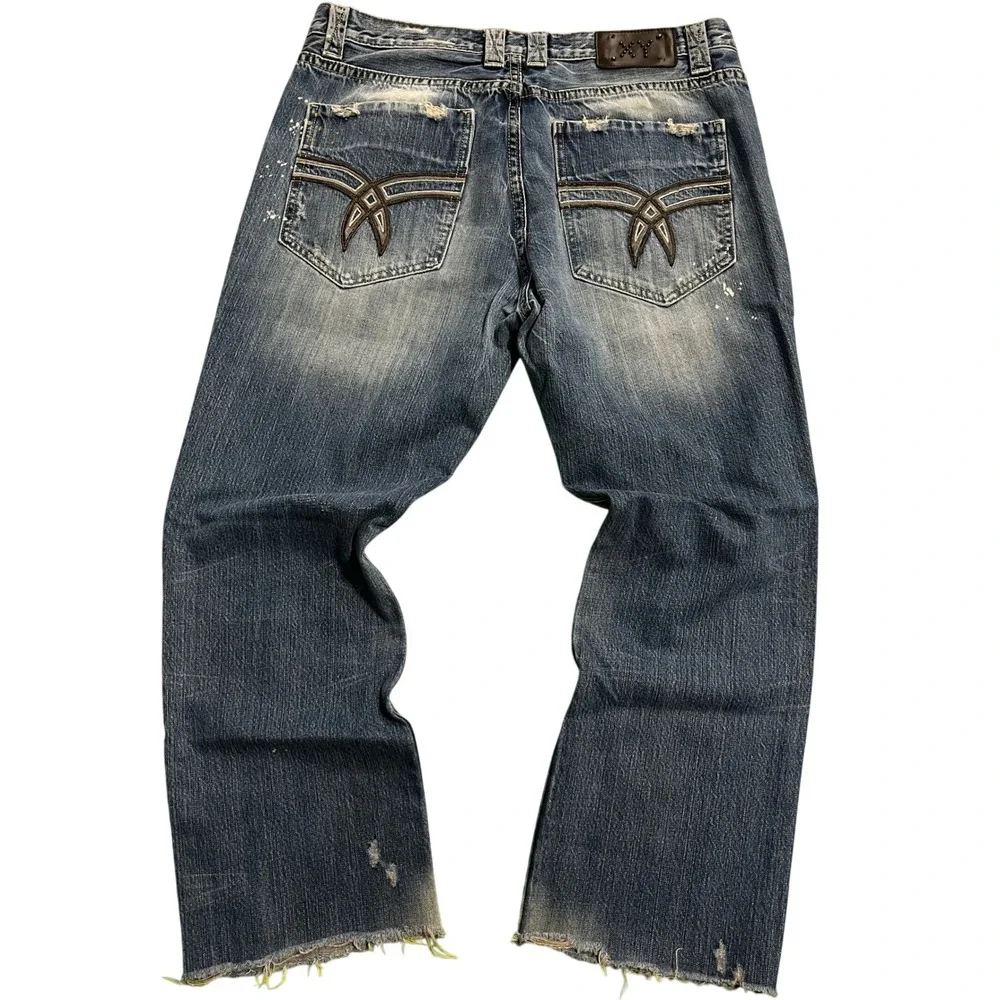 XY Xray Jeans Mens 36 Distressed Relaxed Fit Blue Denim Y2K Grunge Skater